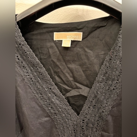 MICHAEL KORS Black V-neck shirred waist Smocked Waist Long Sleeve Dress - Picture 4 of 5